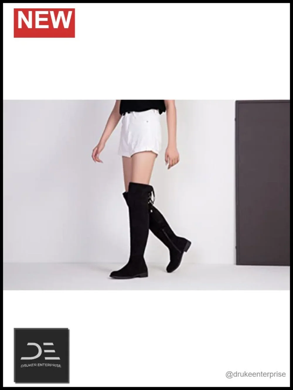 Women's Over the Knee Flat Heel Thigh High Boots Synthetic Suede Zip
